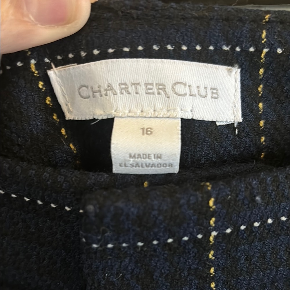 Navy Window Pane Plaid Dress Pants Charter Club - Picture 2 of 4